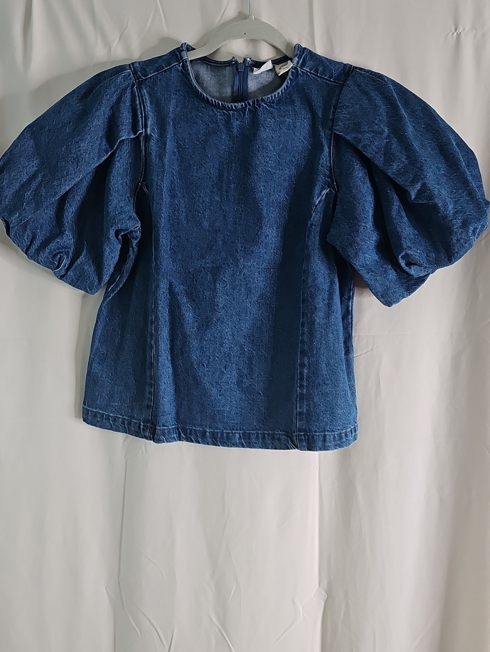Levi's Womens Dark Blue Puff Sleeve Denim Top